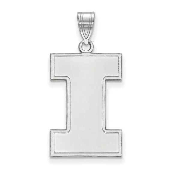 10k White Gold U. of Illinois XL Initial I Pendant